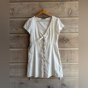 Abercrombie & Fitch Ivory Button-Front Mini Dress